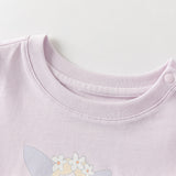 Dave&Bella Summer Toddler Girls Cute Purple/White Breathable Cotton Daily T-shirts