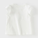 Dave&Bella Summer Toddler Girls Cute Purple/White Breathable Cotton Daily T-shirts