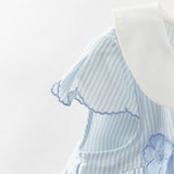 Dave&Bella Toddler Girls Summer Fashion Striped Breathable Cotton Casual Outfit Sets