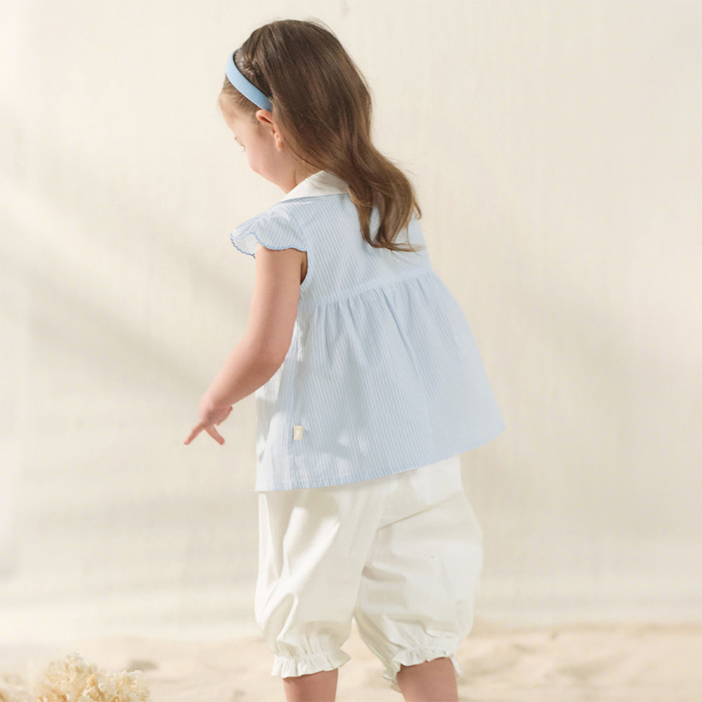 Dave&Bella Toddler Girls Summer Fashion Striped Breathable Cotton Casual Outfit Sets