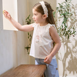 Dave&Bella Summer Toddler Girls Casual Beige Sleeveless Lightweight Top Pant Suits