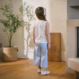 Dave&Bella Summer Toddler Girls Casual Beige Sleeveless Lightweight Top Pant Suits
