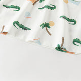 Dave&Bella Toddler Boys Summer Playful Crocodile Print Short Sleeve Top Long Pant Suits