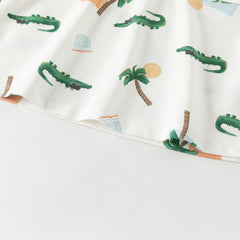Dave&Bella Toddler Boys Summer Playful Crocodile Print Short Sleeve Top Long Pant Suits