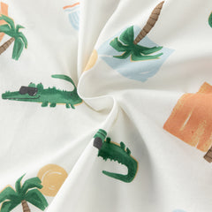 Dave&Bella Toddler Boys Summer Playful Crocodile Print Short Sleeve Top Long Pant Suits