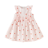 Dave&Bella Toddler Girls Summer Sweet Pink Love Print Sleeveless Comfortable A-line Dress