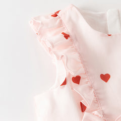 Dave&Bella Toddler Girls Summer Sweet Pink Love Print Sleeveless Comfortable A-line Dress