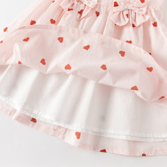 Dave&Bella Toddler Girls Summer Sweet Pink Love Print Sleeveless Comfortable A-line Dress
