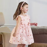 Dave&Bella Toddler Girls Summer Sweet Pink Love Print Sleeveless Comfortable A-line Dress