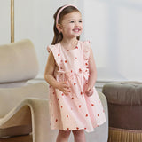 Dave&Bella Toddler Girls Summer Sweet Pink Love Print Sleeveless Comfortable A-line Dress
