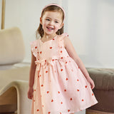 Dave&Bella Toddler Girls Summer Sweet Pink Love Print Sleeveless Comfortable A-line Dress