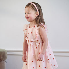 Dave&Bella Toddler Girls Summer Sweet Pink Love Print Sleeveless Comfortable A-line Dress