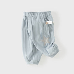 Dave&Bella Summer Toddler Boys Casual Blue/Khaki cotton Soft Loose Jogger Pants