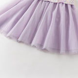 Dave&Bella Summer Toddler Girls Roland Purple Flutter Sleeve Soft Mesh Princess Dress