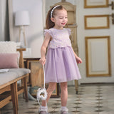 Dave&Bella Summer Toddler Girls Roland Purple Flutter Sleeve Soft Mesh Princess Dress