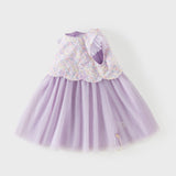 Dave&Bella Summer Toddler Girls Roland Purple Flutter Sleeve Soft Mesh Princess Dress