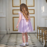 Dave&Bella Summer Toddler Girls Roland Purple Flutter Sleeve Soft Mesh Princess Dress