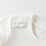 Dave&Bella Summer Toddler Girls White Cute print Comfortable Daily T-shirts
