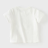 Dave&Bella Summer Toddler Girls White Cute print Comfortable Daily T-shirts