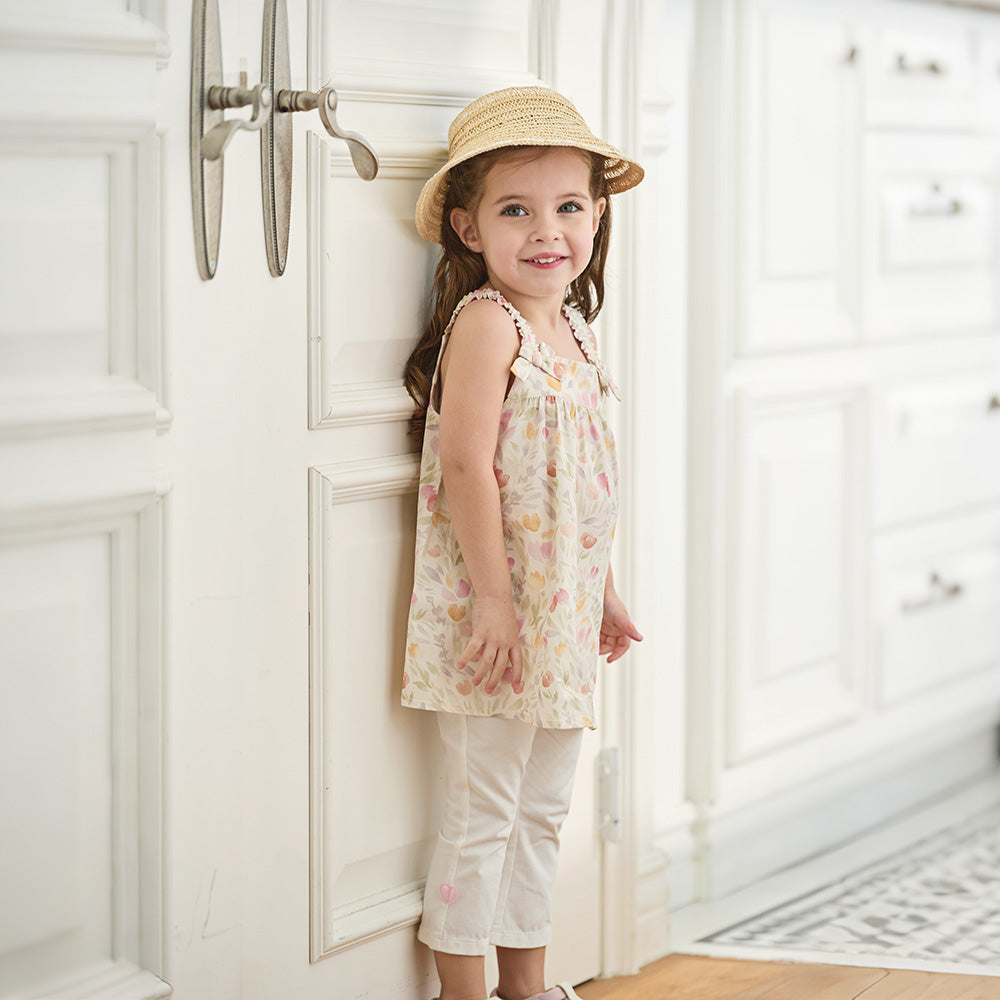 Dave&Bella Summer Toddler Girls Floral Print Daily Design Soft Sweet Top Shorts Sets