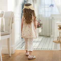 Dave&Bella Summer Toddler Girls Floral Print Daily Design Soft Sweet Top Shorts Sets