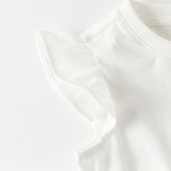 Dave&Bella Summer Toddler Girls Floral Print Cotton T-shirt Slip Dress Two-piece Dress