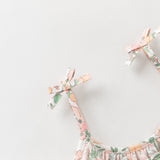Dave&Bella Summer Toddler Girls Floral Print Cotton T-shirt Slip Dress Two-piece Dress