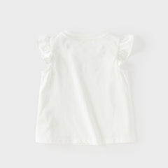 Dave&Bella Summer Toddler Girls Floral Print Cotton T-shirt Slip Dress Two-piece Dress