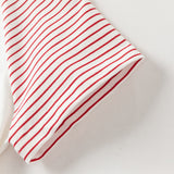 Dave&Bella Summer Toddler Girls Stylish Red Striped Short Sleeve Versatile T-shirts