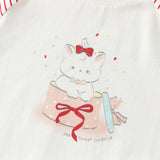 Dave&Bella Summer Toddler Girls Stylish Red Striped Short Sleeve Versatile T-shirts