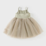 Dave&Bella Summer Toddler Girls Pink/Green Elegant Soft Mesh Spaghetti Strap Dress