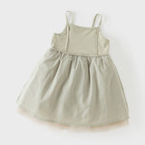 Dave&Bella Summer Toddler Girls Pink/Green Elegant Soft Mesh Spaghetti Strap Dress