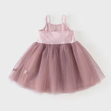 Dave&Bella Summer Toddler Girls Pink/Green Elegant Soft Mesh Spaghetti Strap Dress