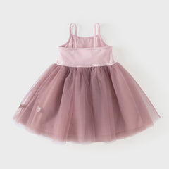 Dave&Bella Summer Toddler Girls Pink/Green Elegant Soft Mesh Spaghetti Strap Dress