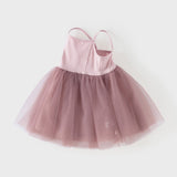 Dave&Bella Summer Toddler Girls Pink/Green Elegant Soft Mesh Spaghetti Strap Dress