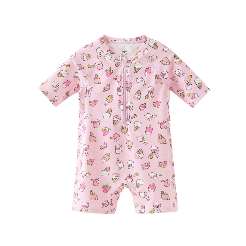 Dave&Bella Summer Toddler Girls/Boys Cute Print Pink/Blue Outdoor One-piece Swimwear