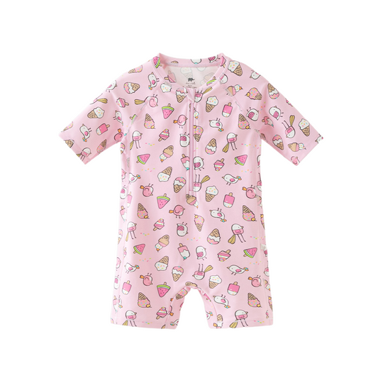 Dave&Bella Summer Toddler Girls/Boys Cute Print Pink/Blue Outdoor One-piece Swimwear