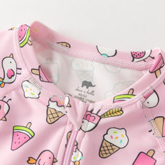 Dave&Bella Summer Toddler Girls/Boys Cute Print Pink/Blue Outdoor One-piece Swimwear