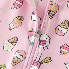 Dave&Bella Summer Toddler Girls/Boys Cute Print Pink/Blue Outdoor One-piece Swimwear