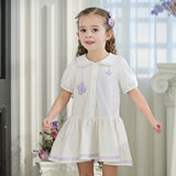 Dave&Bella Summer Toddler Girls White Soft Stylish Stretchable A-line Preppy Polo Dress