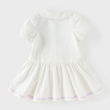 Dave&Bella Summer Toddler Girls White Soft Stylish Stretchable A-line Preppy Polo Dress