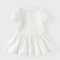 Dave&Bella Summer Toddler Girls White Soft Stylish Stretchable A-line Preppy Polo Dress