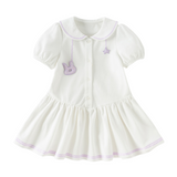 Dave&Bella Summer Toddler Girls White Soft Stylish Stretchable A-line Preppy Polo Dress