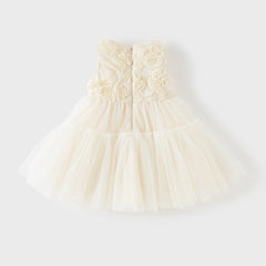 Dave&Bella Summer Toddler Girls Light Yellow Elegant Princess A-Line Mesh Party Dress