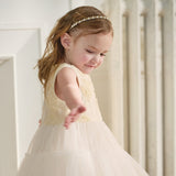 Dave&Bella Summer Toddler Girls Light Yellow Elegant Princess A-Line Tulle Party Dress