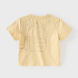 Dave&Bella Summer Toddler Boys Yellow Desgin Print Comfortable Casual T-shirts
