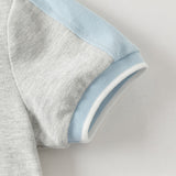 Dave&Bella Summer Toddler Boys Light Grey Short Sleeve Stretchable Soft Preppy Polos