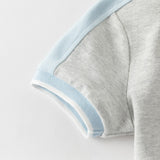Dave&Bella Summer Toddler Boys Light Grey Short Sleeve Stretchable Soft Preppy Polos