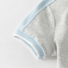 Dave&Bella Summer Toddler Boys Light Grey Short Sleeve Stretchable Soft Preppy Polos