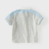 Dave&Bella Summer Toddler Boys Light Grey Short Sleeve Stretchable Soft Preppy Polos